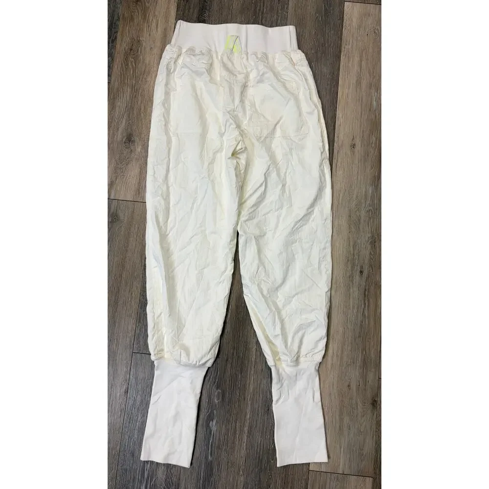 Free People Movement Jogger Pants Women’s Small Ivory Ruched Activewear Lounge